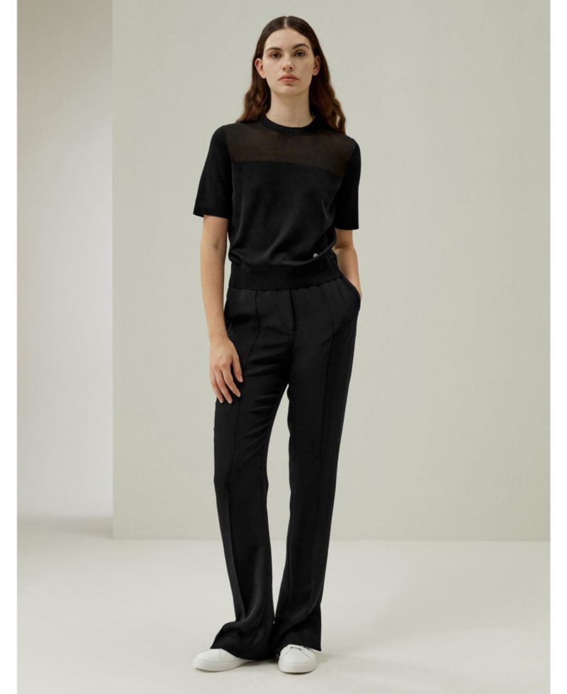 Women's Sophisticated Dual-Knit Silk T-Shirt