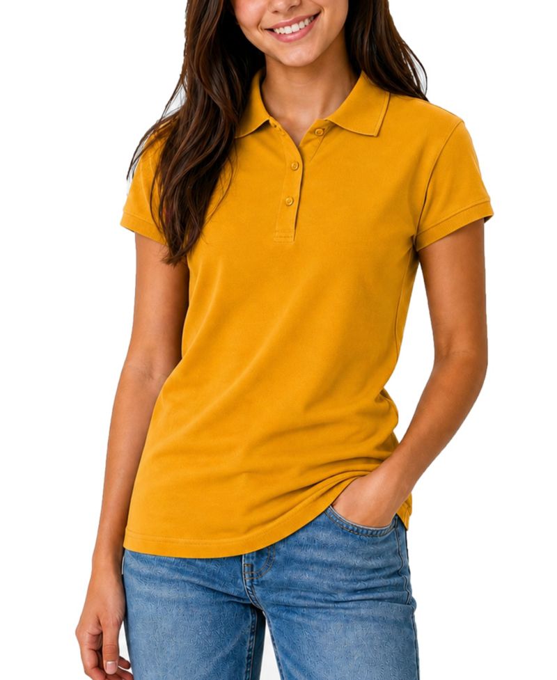 Women's Short Sleeve School Uniform Pique Polo Shirt
