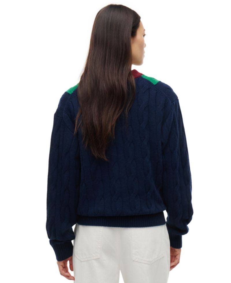 Women's American Icons Stripe Cable-Knit Crewneck Sweater