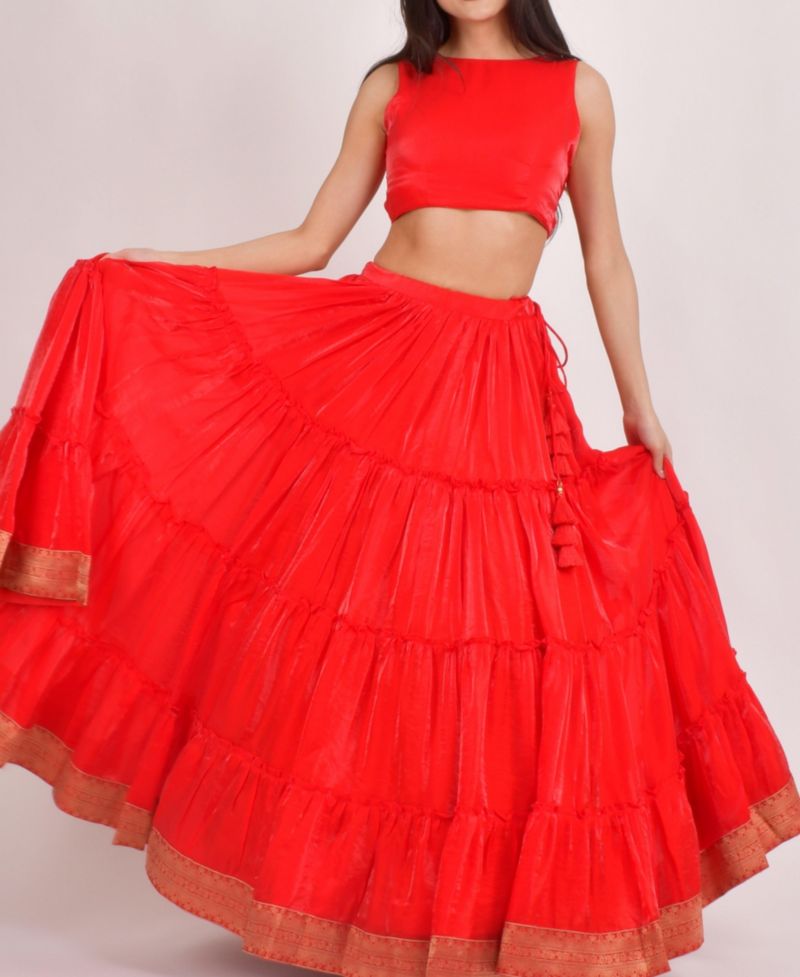 Women's Tiered Shimmer Lehenga Choli