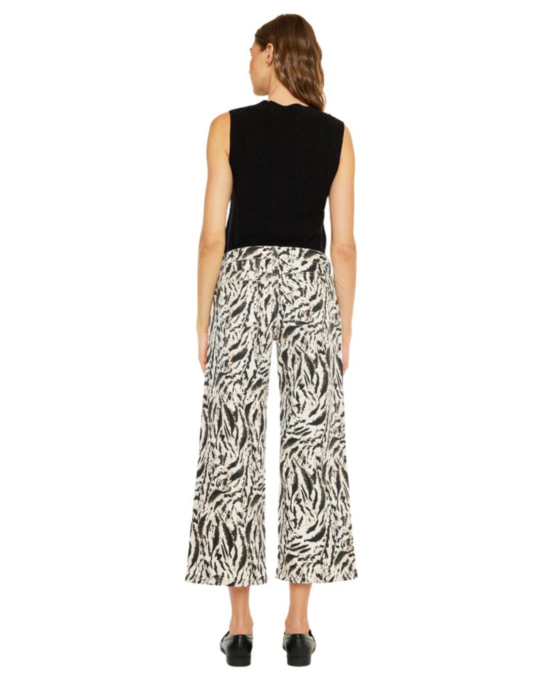 Women's Alonso Mid Rise Printed Crop Wide-Leg Jeans