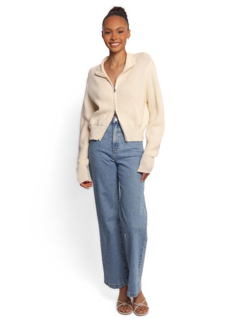 Women's Kourtney Zip Cardigan - Cream