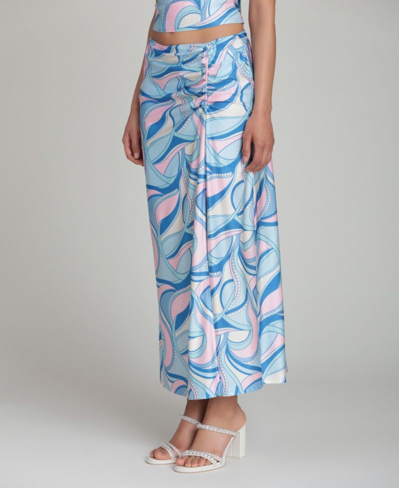Women's Ruched Side Slit Skirt