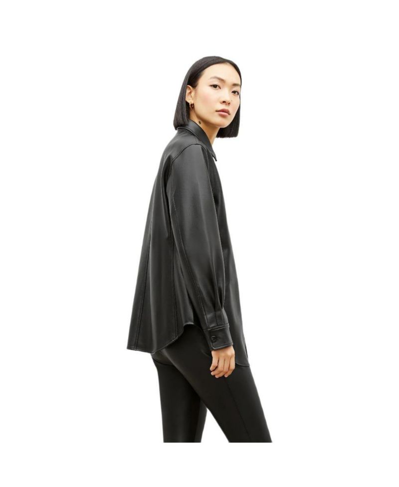 Women's Sierra Faux Leather Shacket with Relaxed Fit