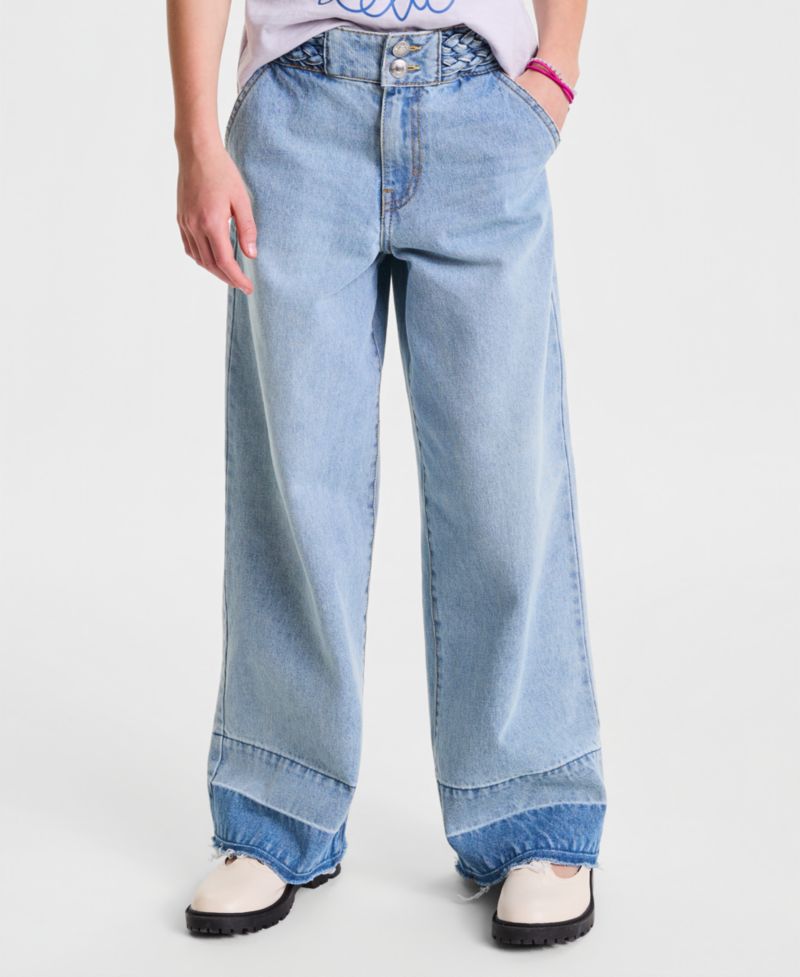 Girls' 7-16 Braided High-Rise Baggy Jeans