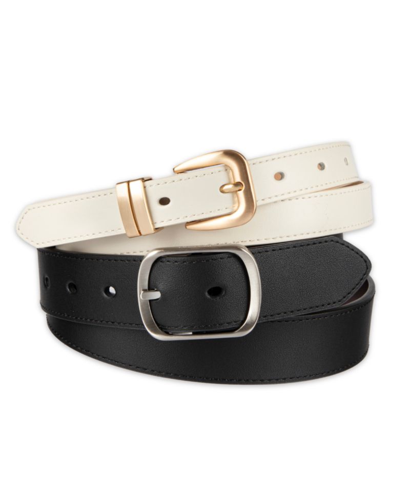 2-Pc. Reversible Center Bar Buckle Belt Set