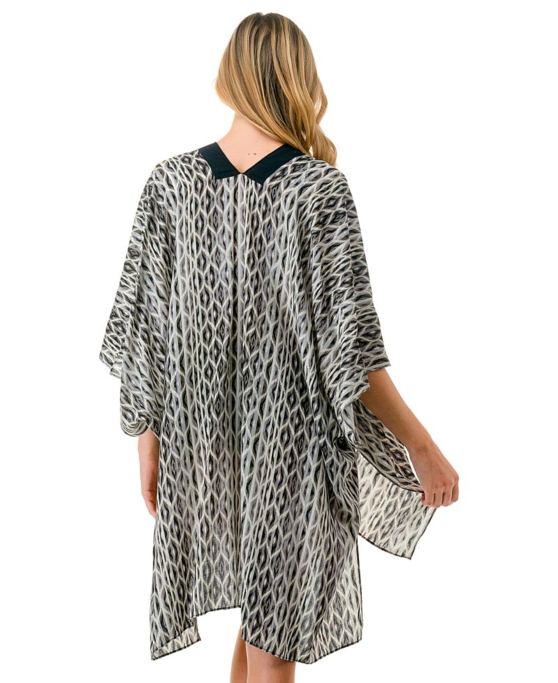 Geo Print Kimono Cover Up