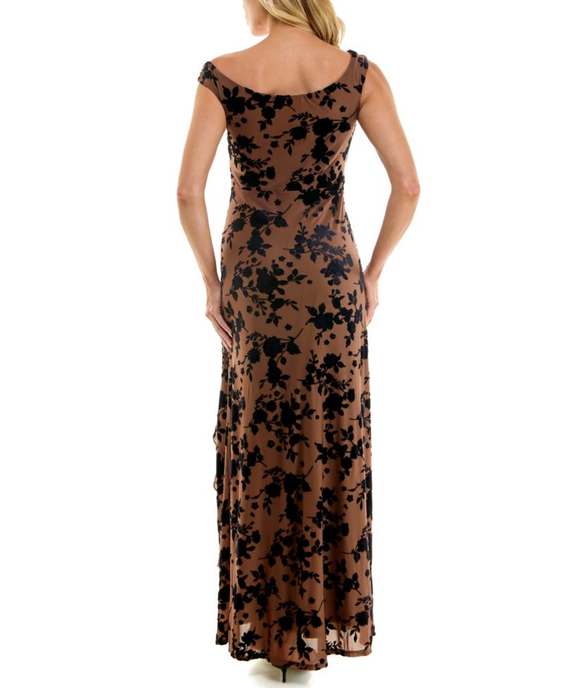 Juniors' Velvet Burnout Off-The-Shoulder Maxi Dress