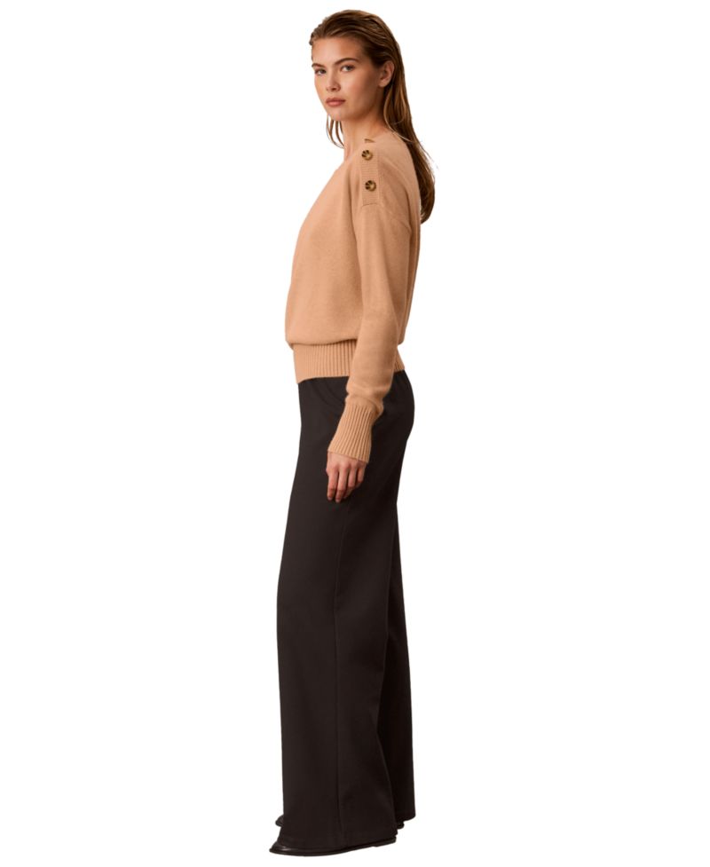 Petite Bateau Neck Button-Shoulder Sweater