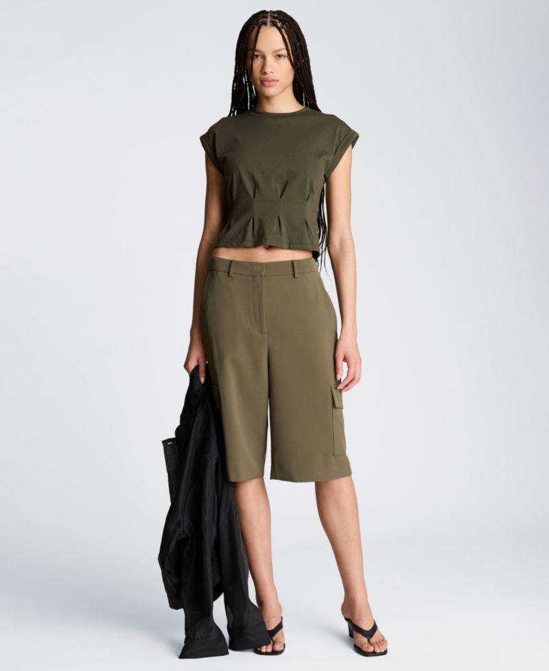 Women's Pleated Cotton T-Shirt