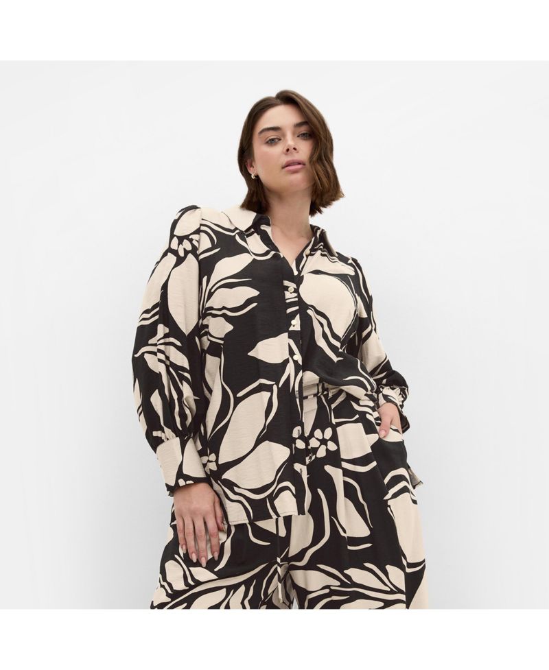 Women's Plus Size Bella Bloom Print Long Sleeve Shirt