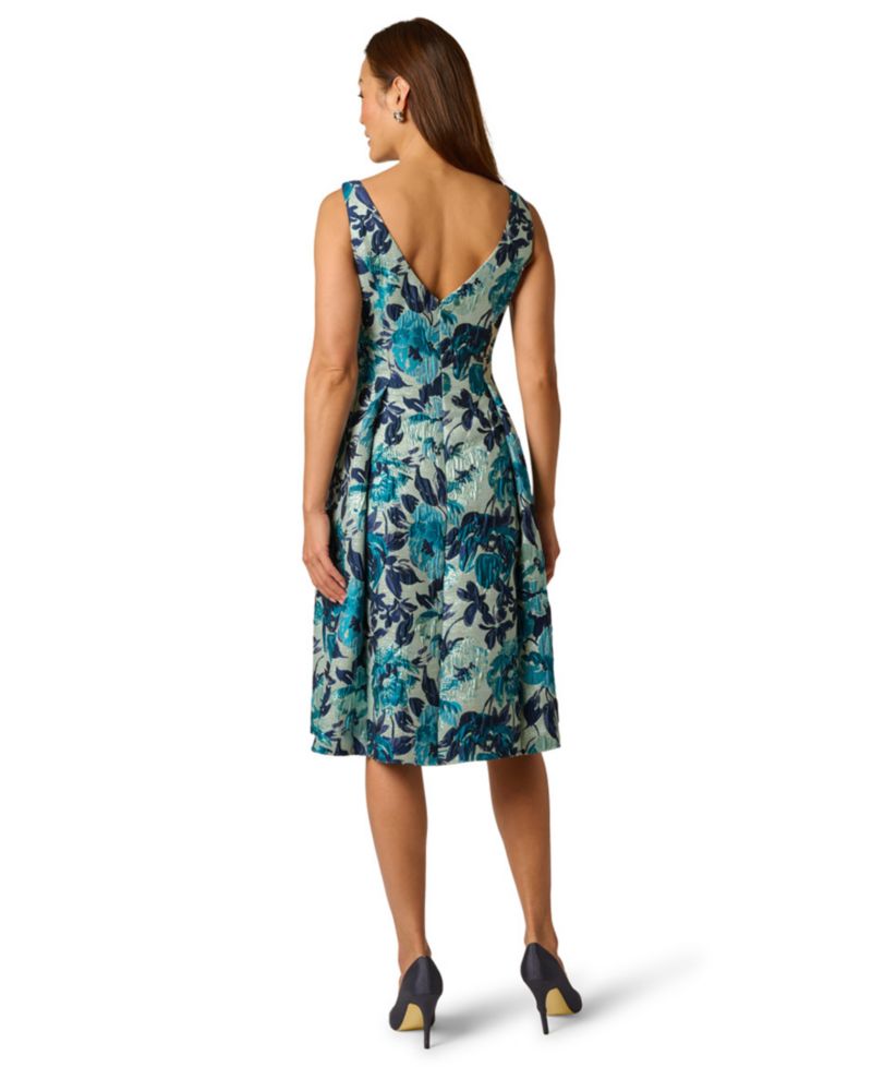 Women's Printed Metallic Boat Neck Dress