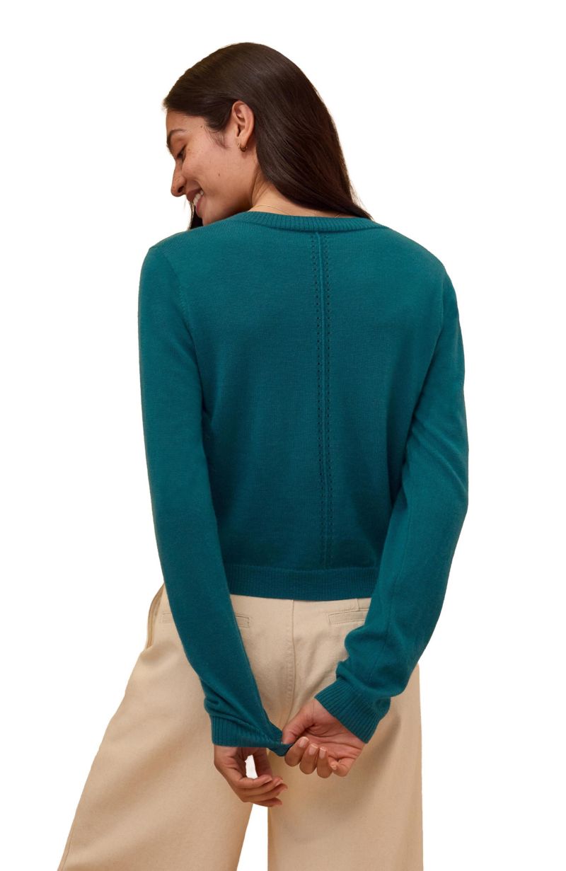 Women's Fine Knit Merino Crew Neck Cardigan