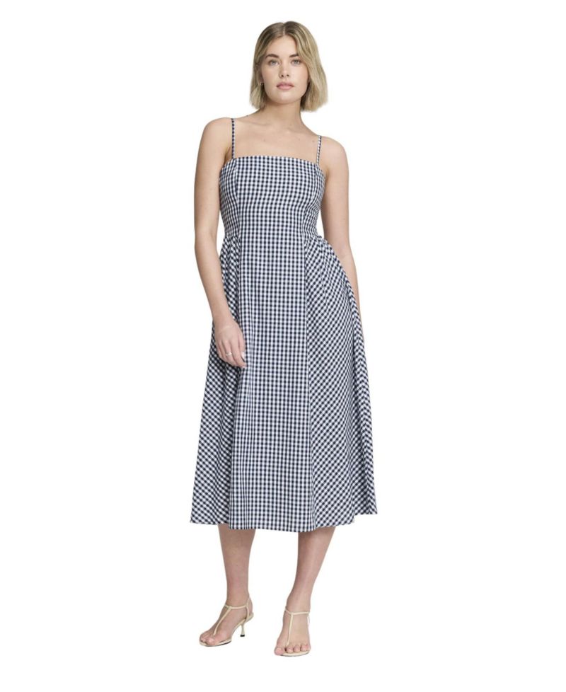 Women's Romina Gingham Square Neck Sleeveless Midi Dress