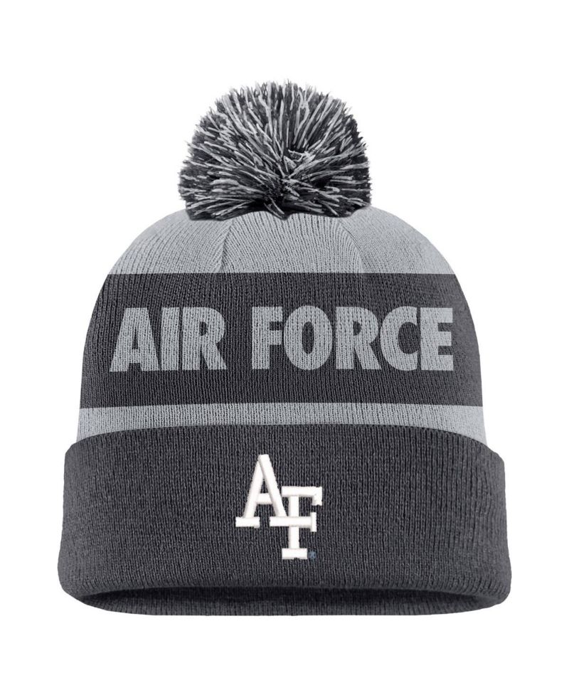 Men's Charcoal Air Force Falcons Rivalry Shield Cuffed with Pom Knit Hat