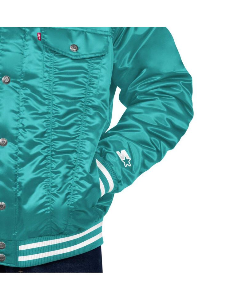 Levi’s x Starter Men's Aqua Miami Dolphins Silver Tab Trucker Full-Snap Jacket