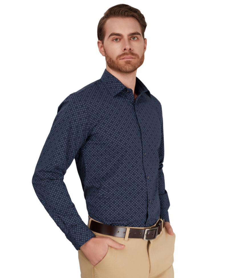 Men's Slim-Fit Geometric Print Dress Shirt