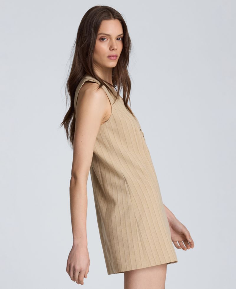 Women's Curved Front Striped Mini Dress