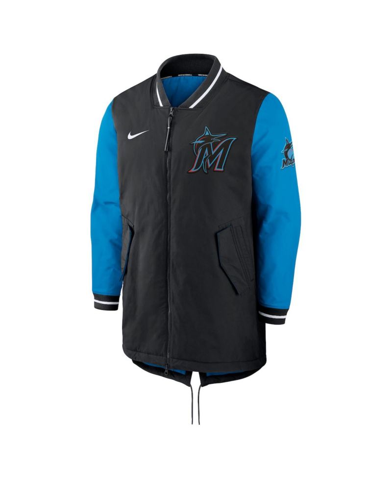 Men's Black Miami Marlins Dugout Performance Full-Zip Jacket