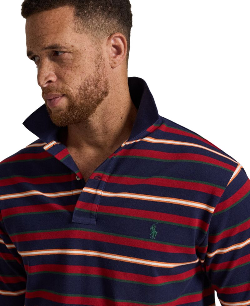Men's Big & Tall Striped Mesh Polo Shirt