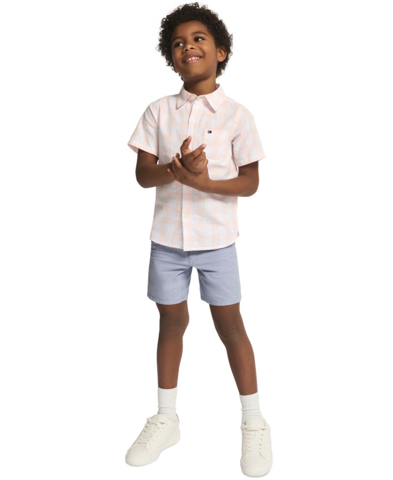 Boys' 2T-7 Button-Front Shirt and Shorts, 2-Piece Set