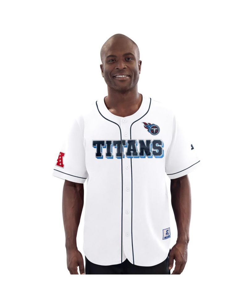 Men's White Tennessee Titans Relay Full-Button Baseball Jersey