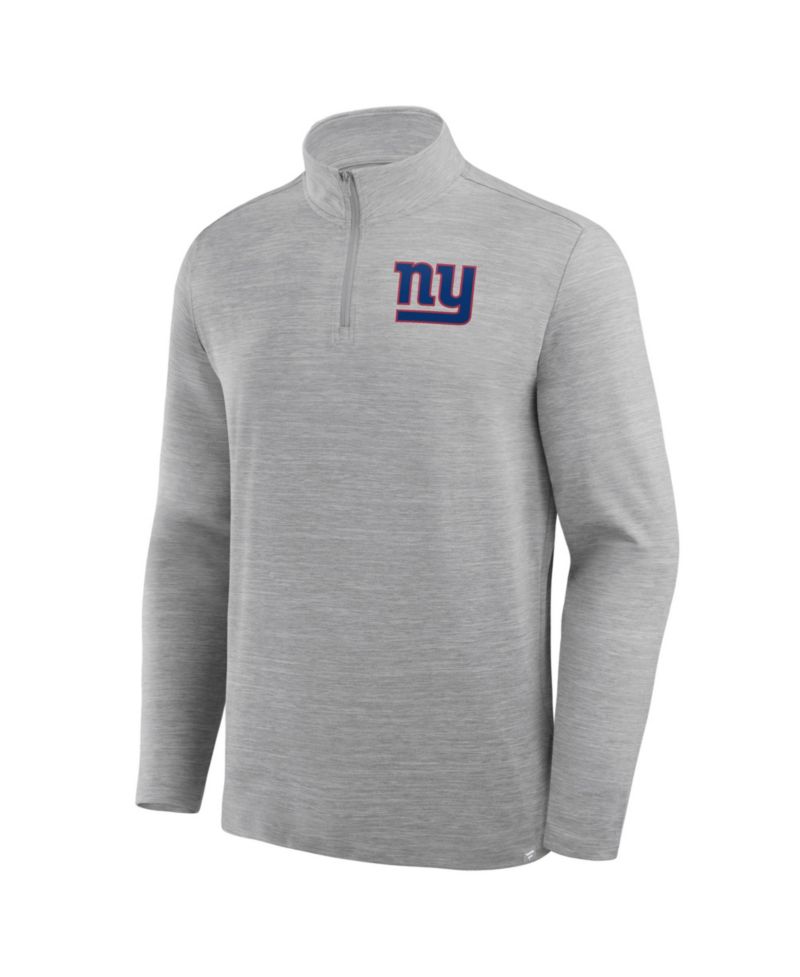 Men's Heather Gray New York Giants Clutch Quarter-Zip Pullover Sweatshirt