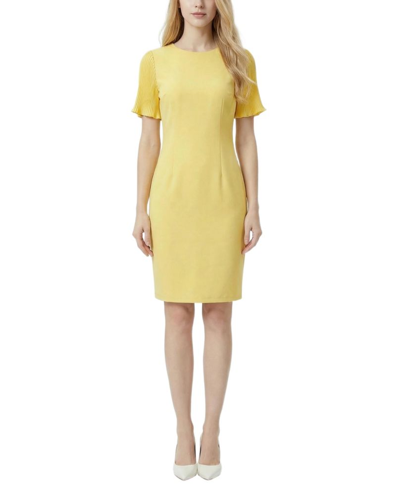 Petite Pleated Short-Sleeve Dress