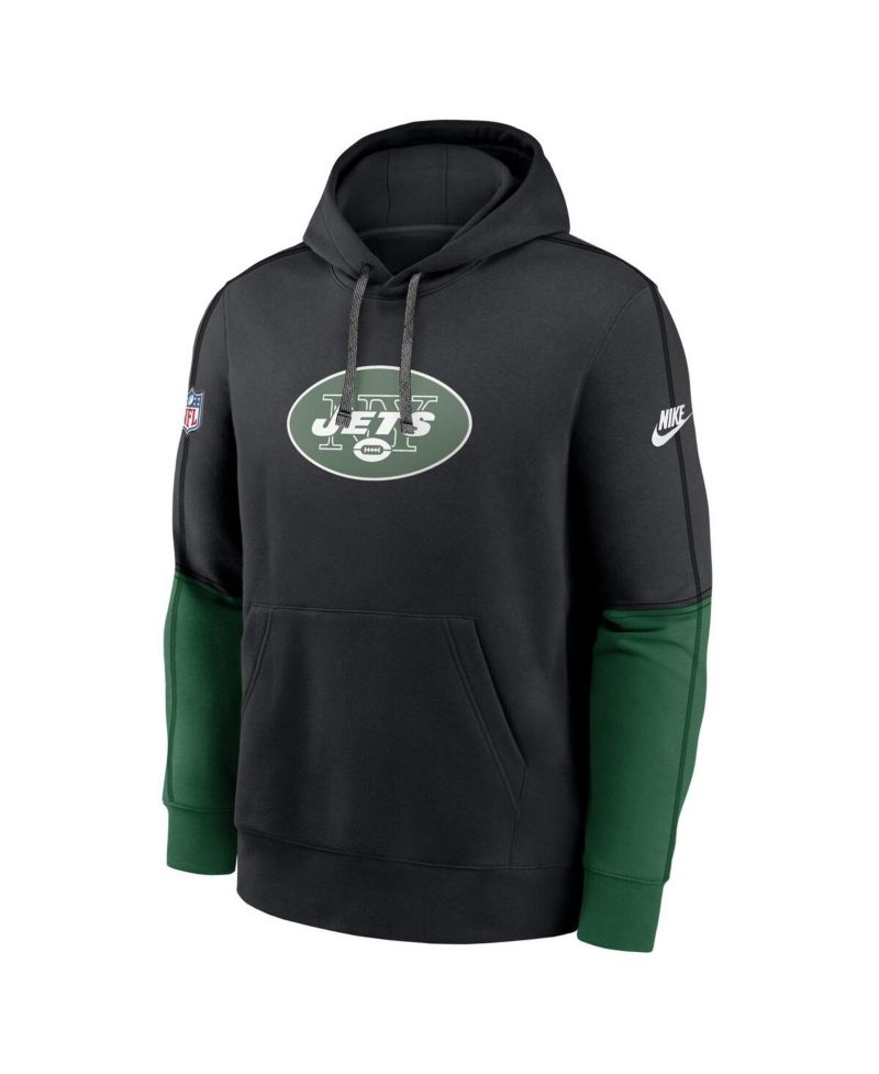 Men's Black New York Jets Throwback Logo Club Tri-Blend Pullover Hoodie