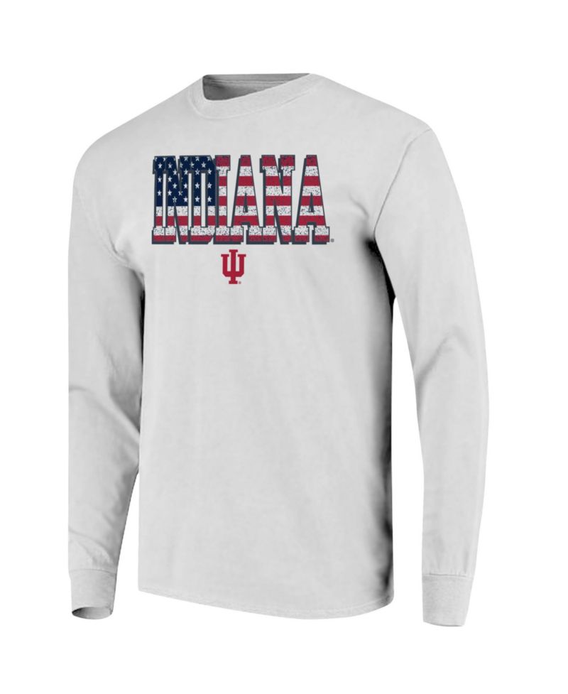Men's White Indiana Hoosiers Tall Type Flag Long Sleeve T-Shirt