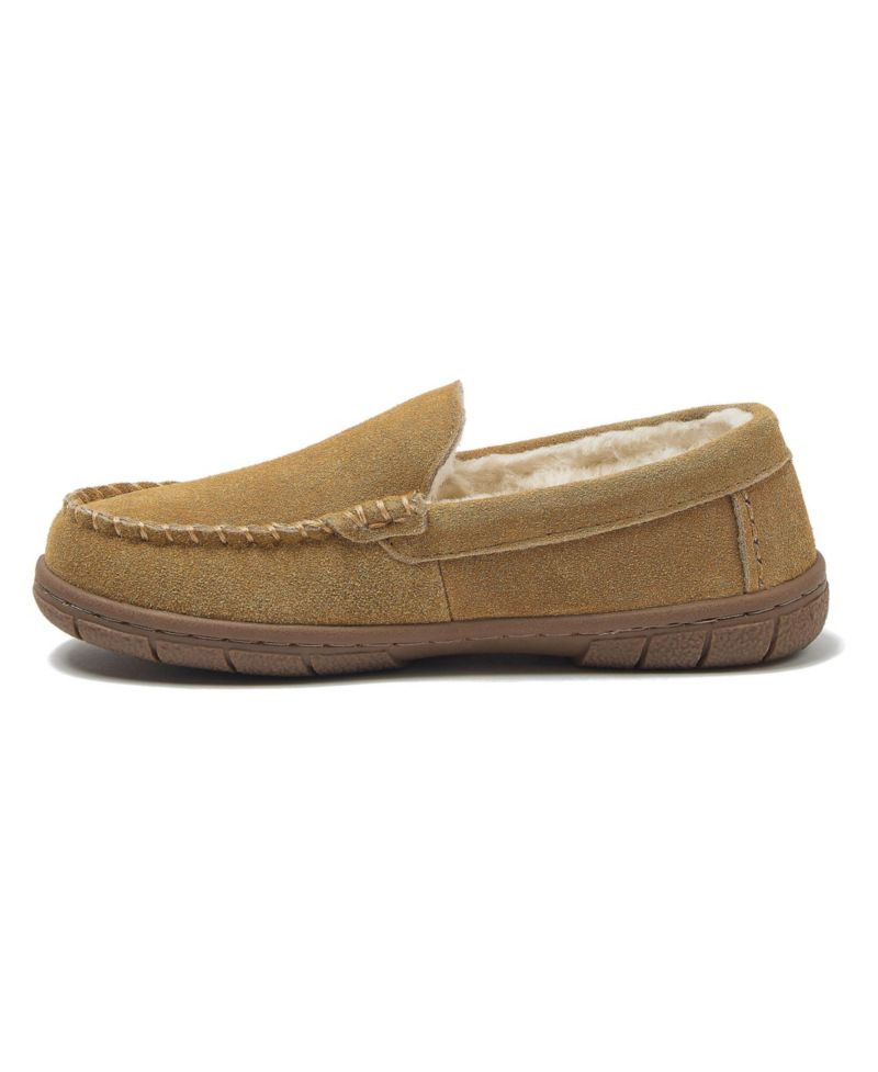Little Girls Fuzzy Lined Suede Moccasin Slippers