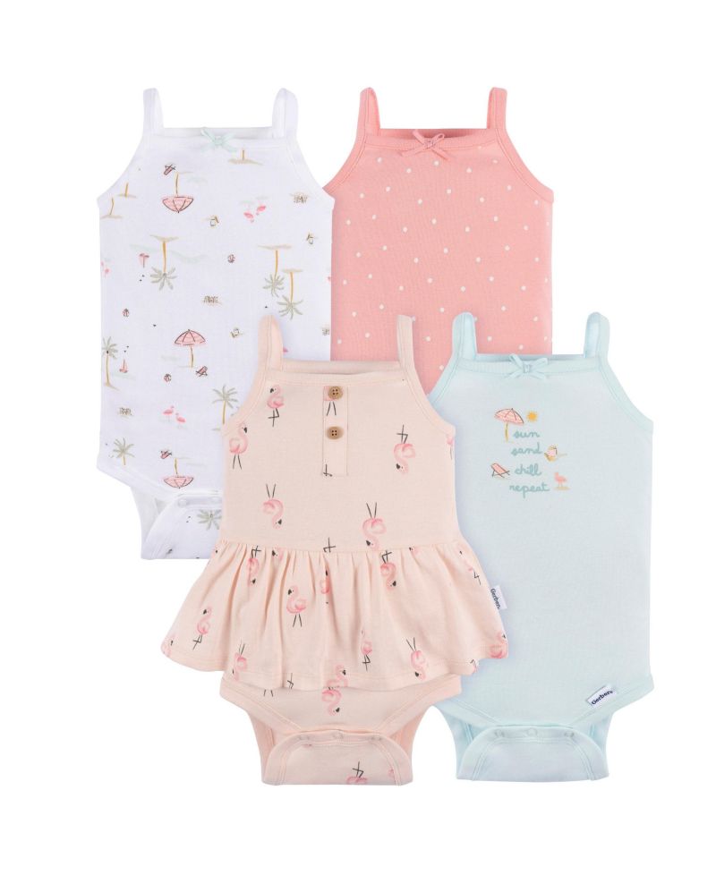 Baby Girls 4-Pack Sleeveless Onesies Bodysuits