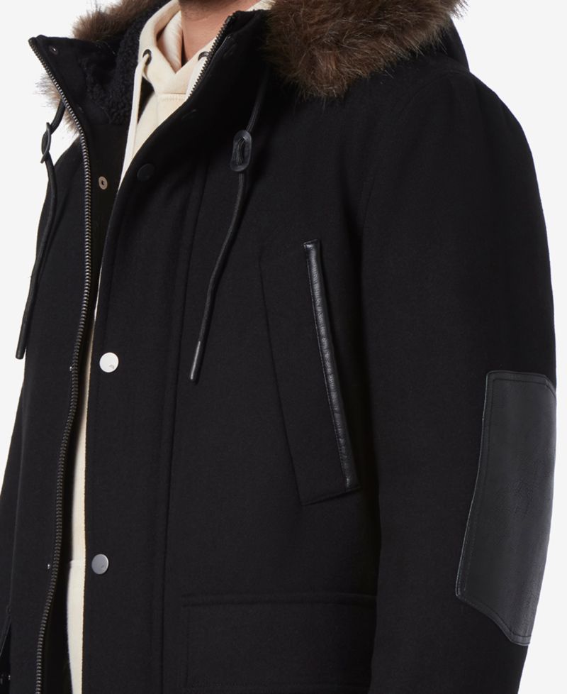 Men's Dawson Hooded Parka with Faux-Leather & Faux-Fur Trim