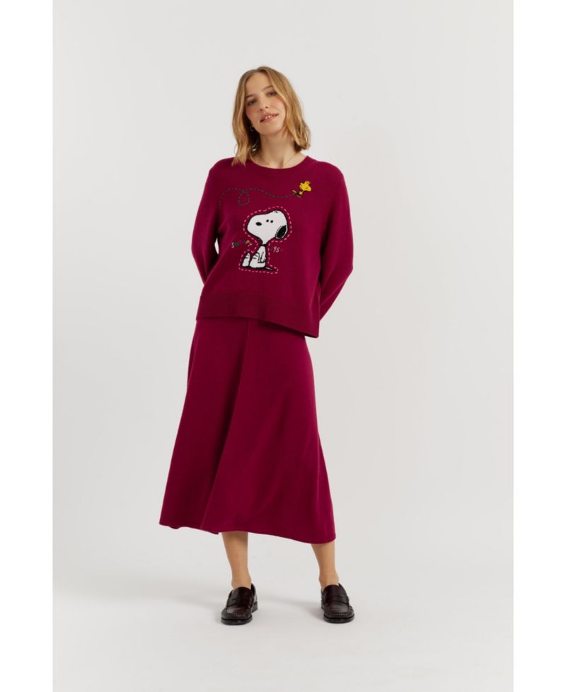 Chinti and Parker Women's Wool-Cashmere Snoopy Embroidered Sweater