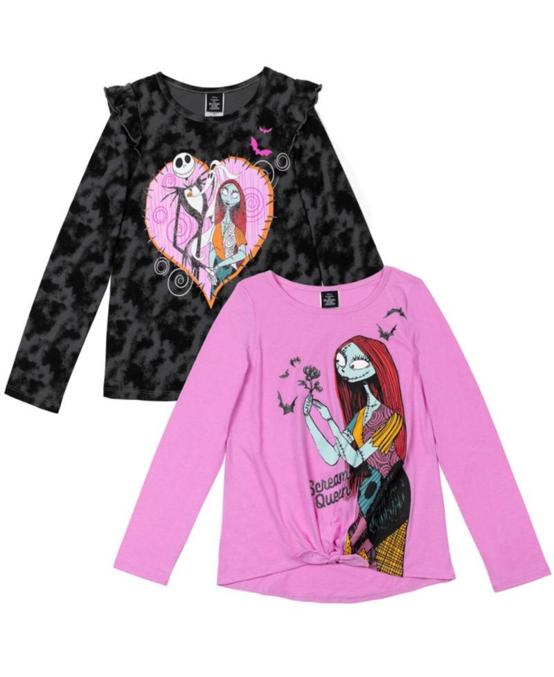 Girls Disney 2 Pack Long Sleeve T-Shirts to (18 Months - 14-16)