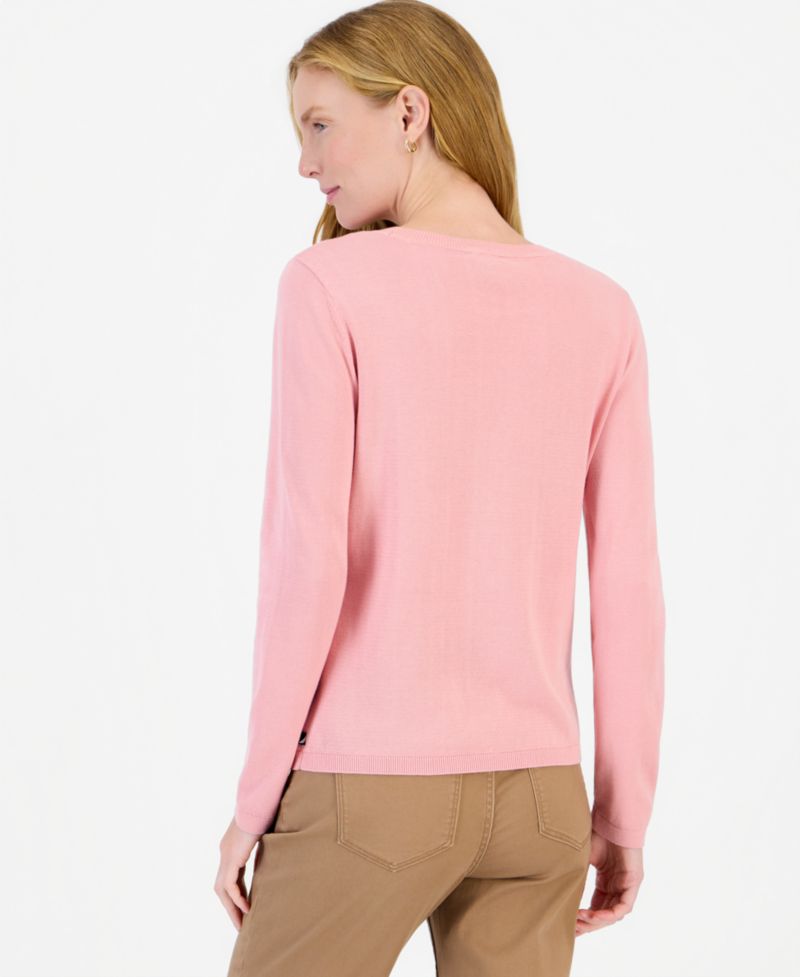 Women's Intarsia Dog Cotton Crewneck Sweater