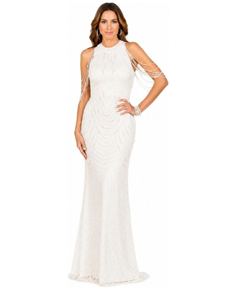 Women's Halter Neck Gown with Fringe