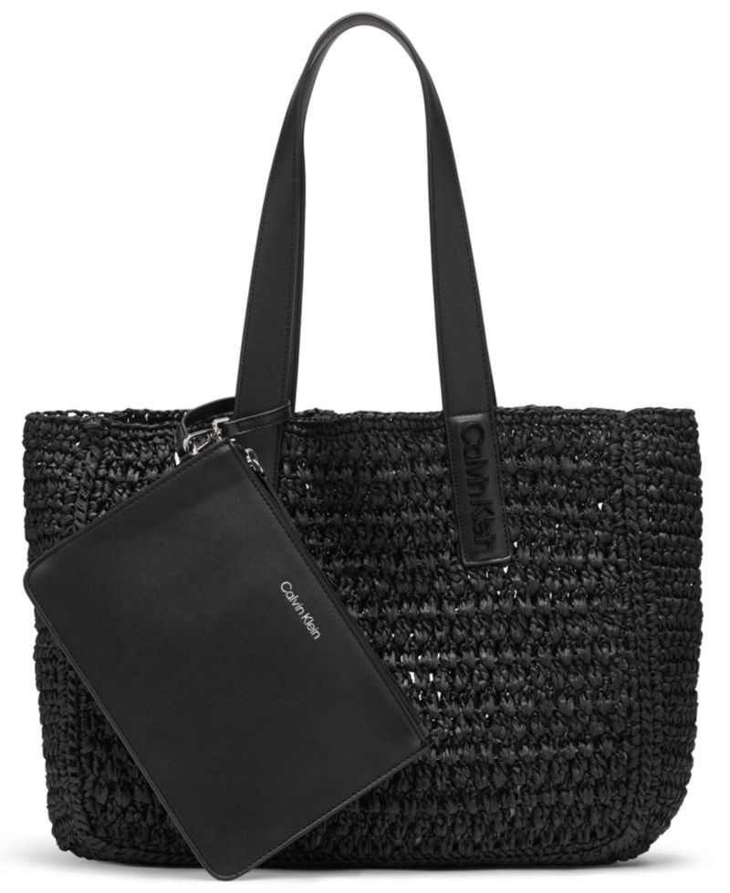 Joan Raffia Tote with Interior Pouch