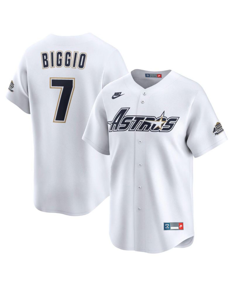 Men's Craig Biggio White Houston Astros Throwback Cooperstown Collection Limited Jersey
