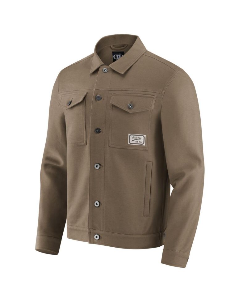 Men's Tan Minnesota Vikings Trucker Full-Button Jacket
