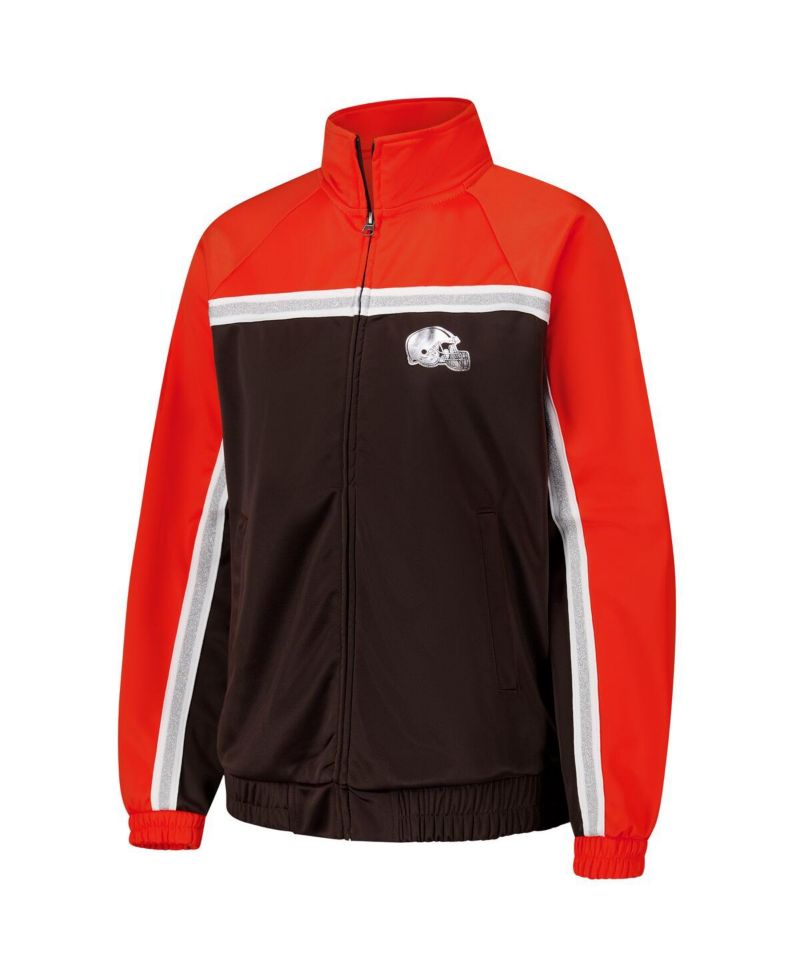 Women's Brown Cleveland Browns Post Game Full-Zip Track Jacket