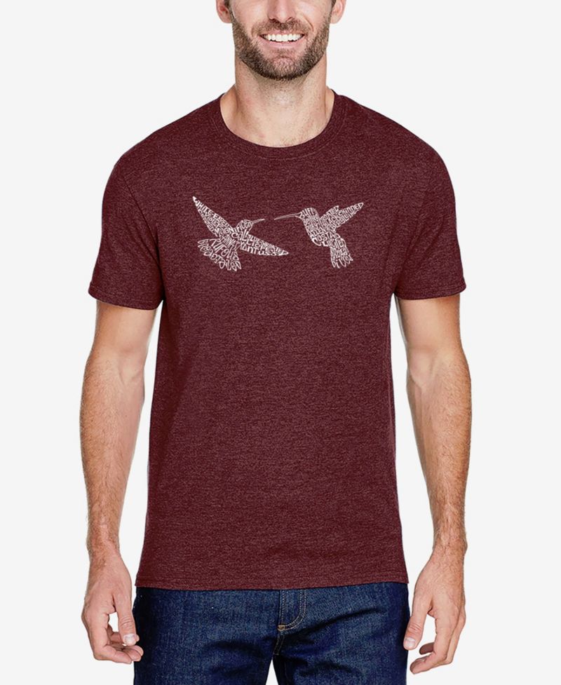 Men's Cotton/Poly Blend Word Art T-shirt - Hummingbirds