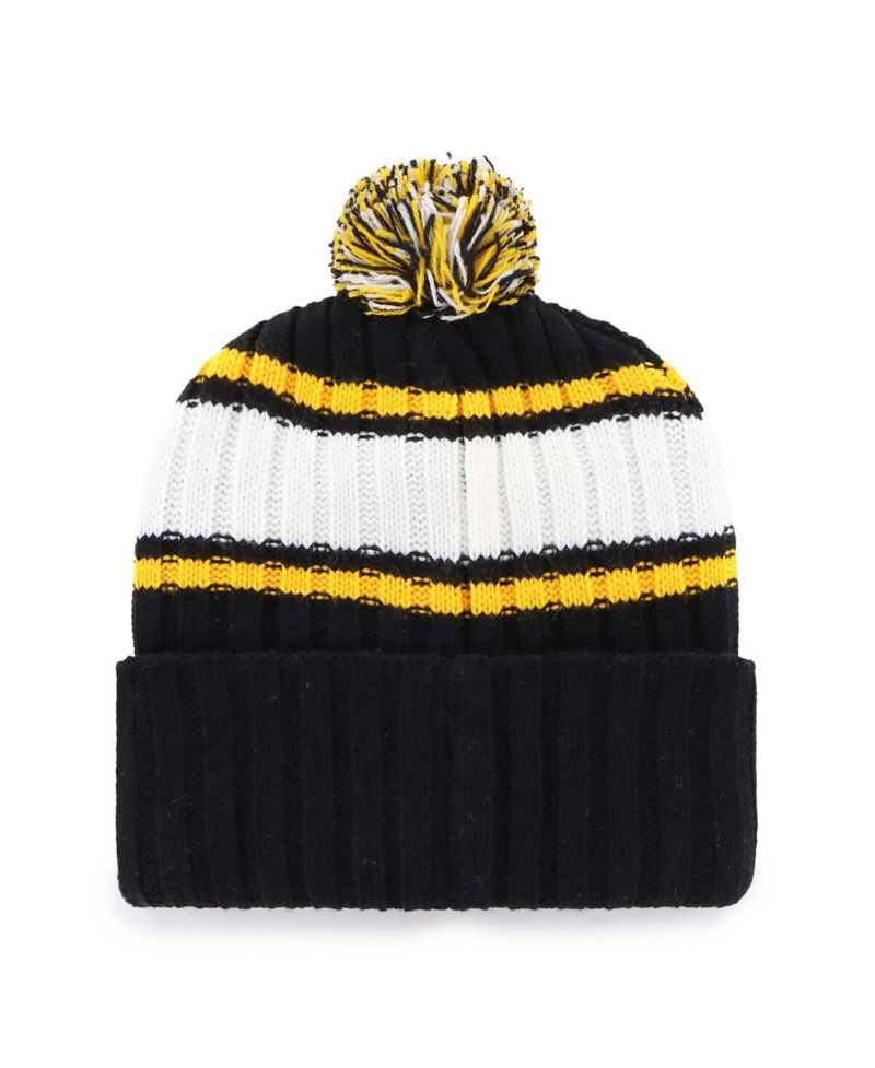 Men's Black Pittsburgh Pirates Plateau Cuffed Knit Hat with Pom