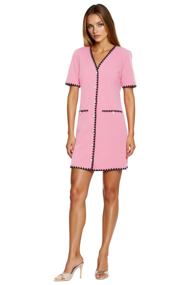 Women's Jaiya V-Neck Scuba Crepe Button-Down Dress