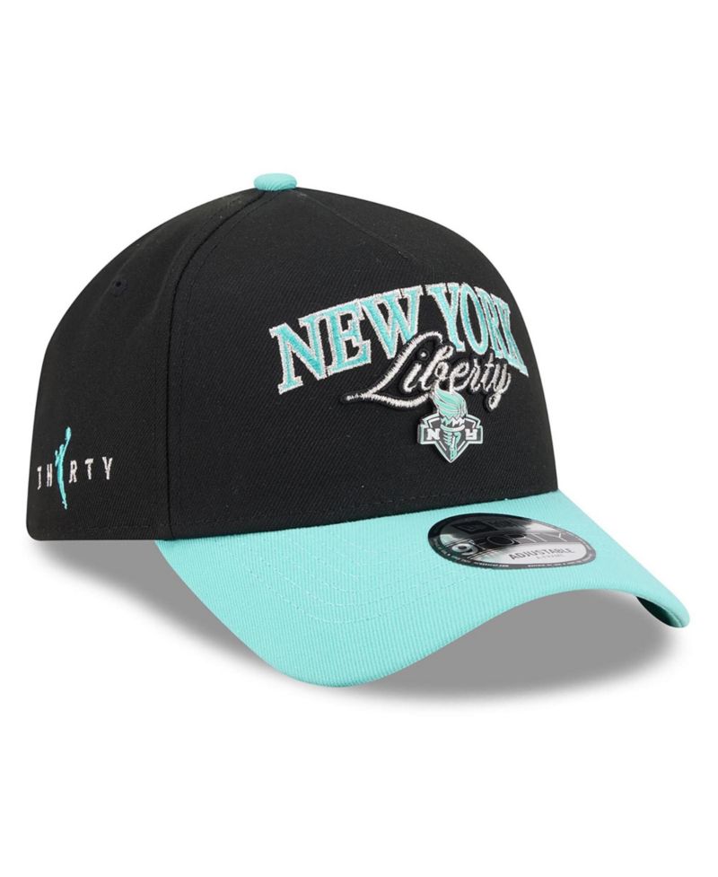 Men's and Women's Black/Mint New York Liberty WNBA Tip-Off 2026 Metal Badge A-Frame 9FORTY Adjustable Hat