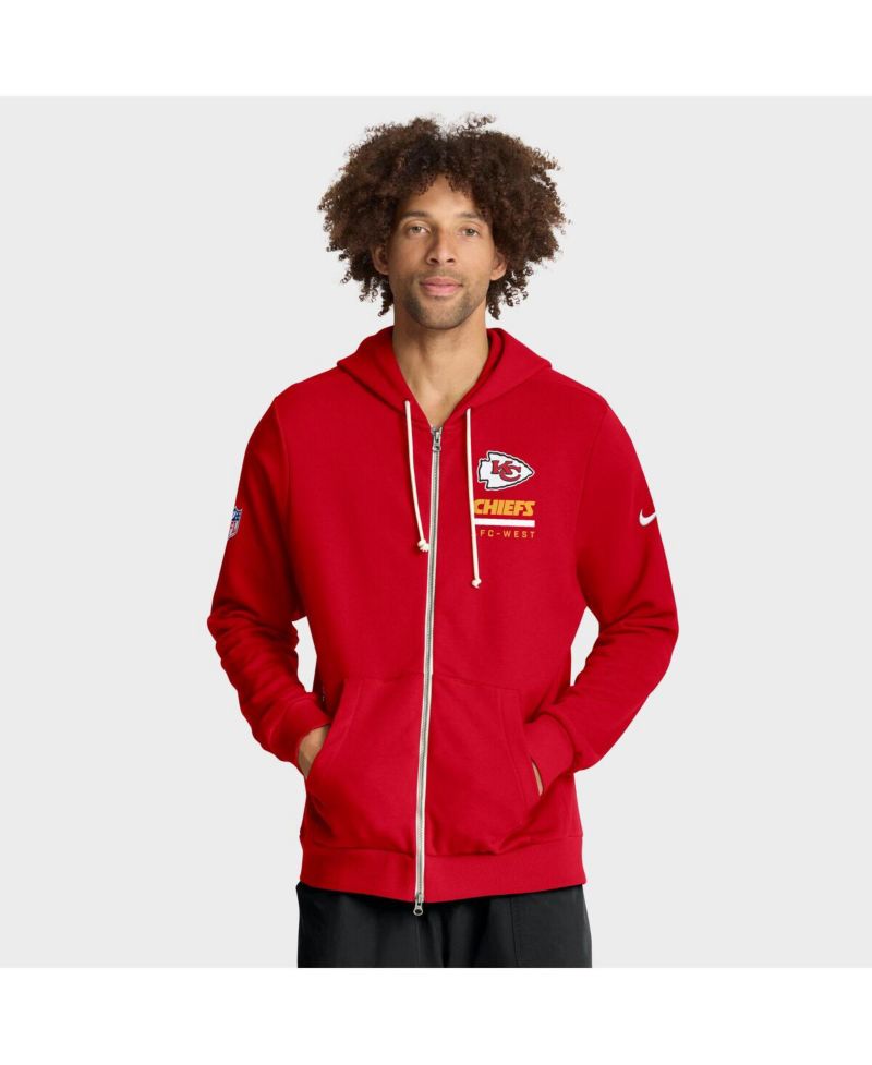 Men's Red Kansas City Chiefs Sideline Utility Player Performance Full-Zip Hoodie