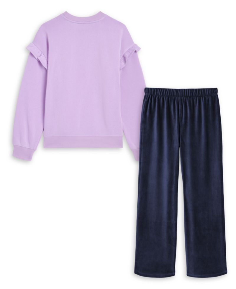 Girls' 4-6X Crewneck Long-Sleeve Sweatshirt and Wide-Leg Pants, 2-Piece Set