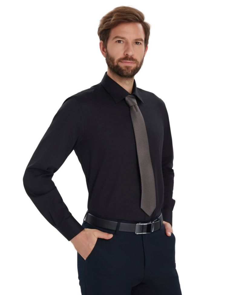 Men's Solid Slim-Fit Dress Shirt