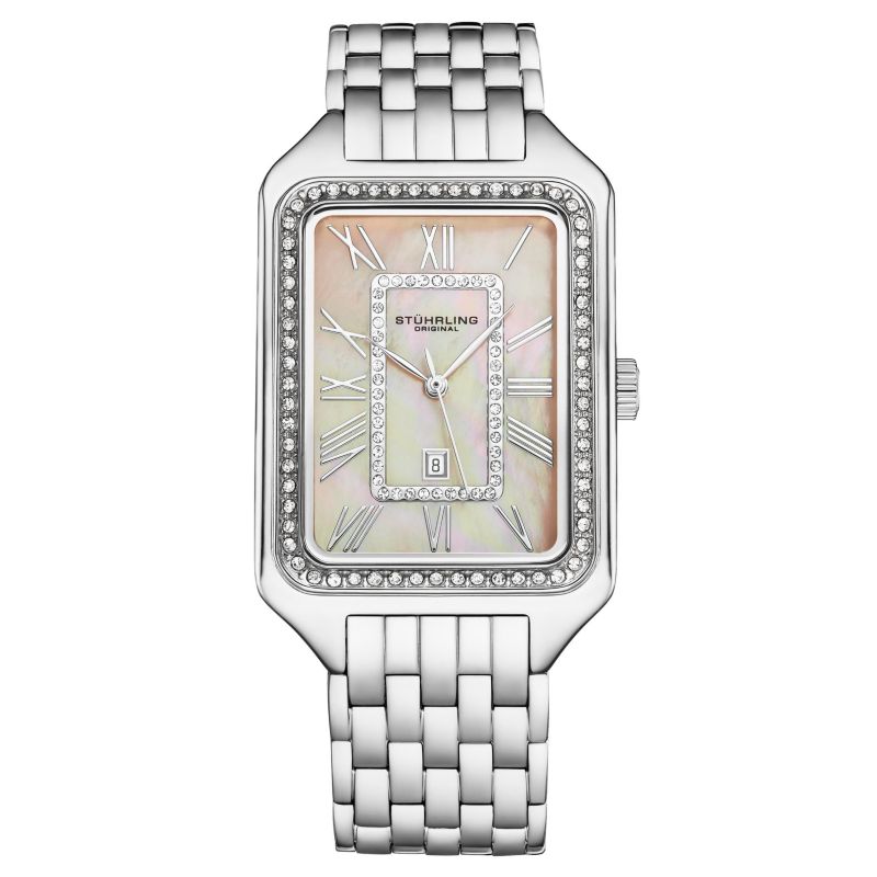 Lustra 32mm Rectangle Quartz Fashion Watch with Crystals