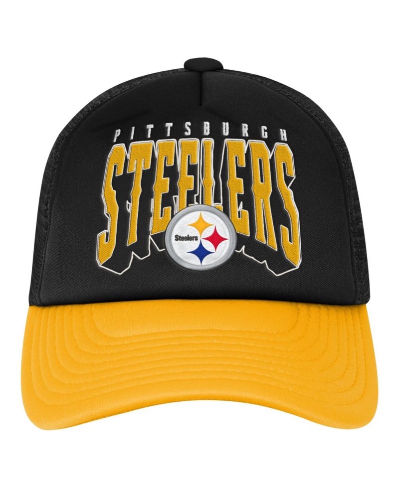 Big Boys' and Girls' Pittsburgh Steelers Handoff Foam Mesh Panels Trucker Hat